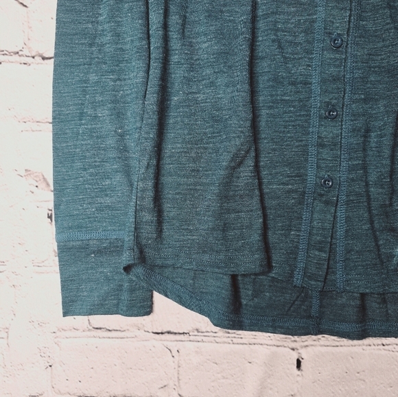 Prana Luna Button Up Turquoise Blue Heathered Pocket Accent Size S - Picture 4 of 8